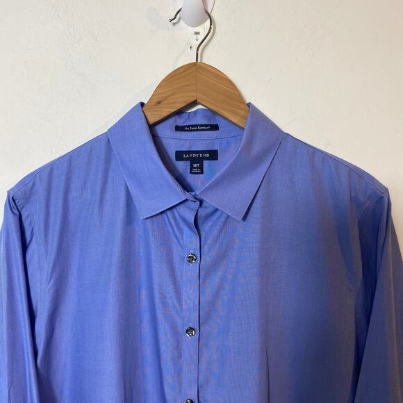 Lands End Blue Supima Cotton Button Up Top Shirt SZ 18 T Soft Career Work Preppy - Picture 3 of 7